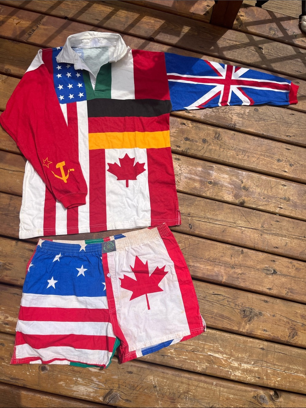 Vintage unique world flag shirt and shorts set